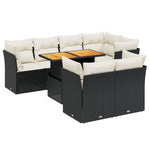 8-Delige Loungeset Met Kussens Poly Rattan Zwart