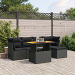 6-Delige Loungeset Met Kussens Poly Rattan Zwart