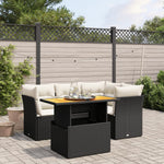 5-Delige Loungeset Met Kussens Poly Rattan Zwart