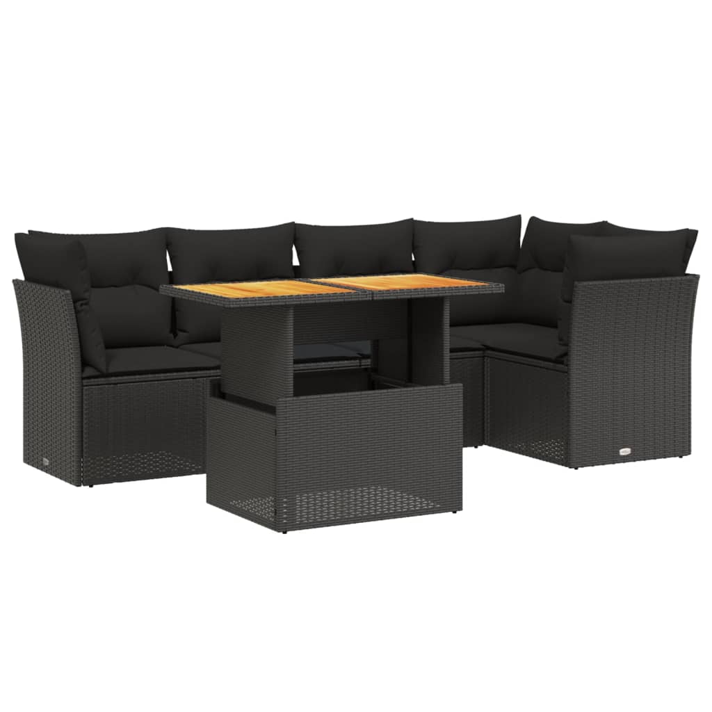 5-Delige Loungeset Met Kussens Poly Rattan Zwart