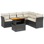 7-Delige Loungeset Met Kussens Poly Rattan Zwart