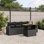 5-Delige Loungeset Met Kussens Poly Rattan Zwart