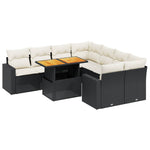 9-Delige Loungeset Met Kussens Poly Rattan Zwart