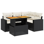 5-Delige Loungeset Met Kussens Poly Rattan Zwart