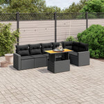7-Delige Loungeset Met Kussens Poly Rattan Zwart