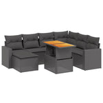 8-Delige Loungeset Met Kussens Poly Rattan Zwart