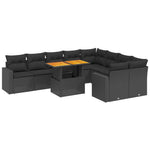 10-Delige Loungeset Met Kussens Poly Rattan Zwart