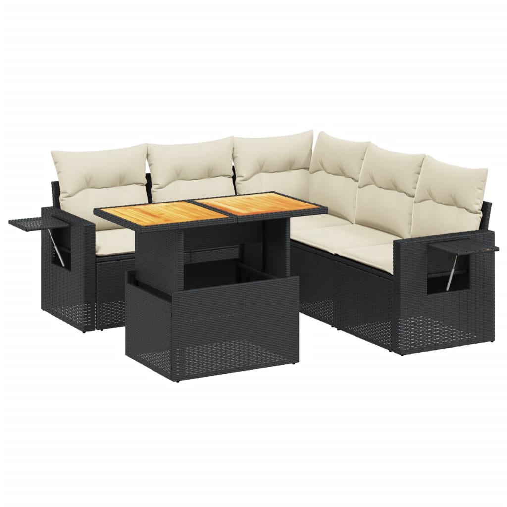 6-Delige Loungeset Met Kussens Poly Rattan Zwart