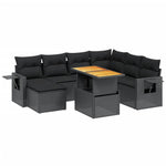 8-Delige Loungeset Met Kussens Poly Rattan Zwart