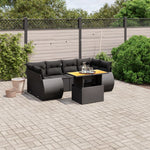 7-Delige Loungeset Met Kussens Poly Rattan Zwart