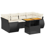 7-Delige Loungeset Met Kussens Poly Rattan Zwart