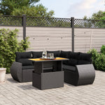 6-Delige Loungeset Met Kussens Poly Rattan Zwart