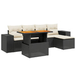 6-Delige Loungeset Met Kussens Poly Rattan Zwart