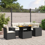 6-Delige Loungeset Met Kussens Poly Rattan Zwart