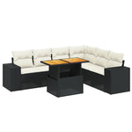 7-Delige Loungeset Met Kussens Poly Rattan Zwart