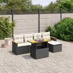 6-Delige Loungeset Met Kussens Poly Rattan Zwart