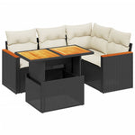 5-Delige Loungeset Met Kussens Poly Rattan Zwart