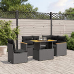 6-Delige Loungeset Met Kussens Poly Rattan Zwart