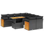 9-Delige Loungeset Met Kussens Poly Rattan Zwart