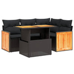 5-Delige Loungeset Met Kussens Poly Rattan Zwart