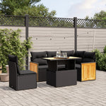 6-Delige Loungeset Met Kussens Poly Rattan Zwart