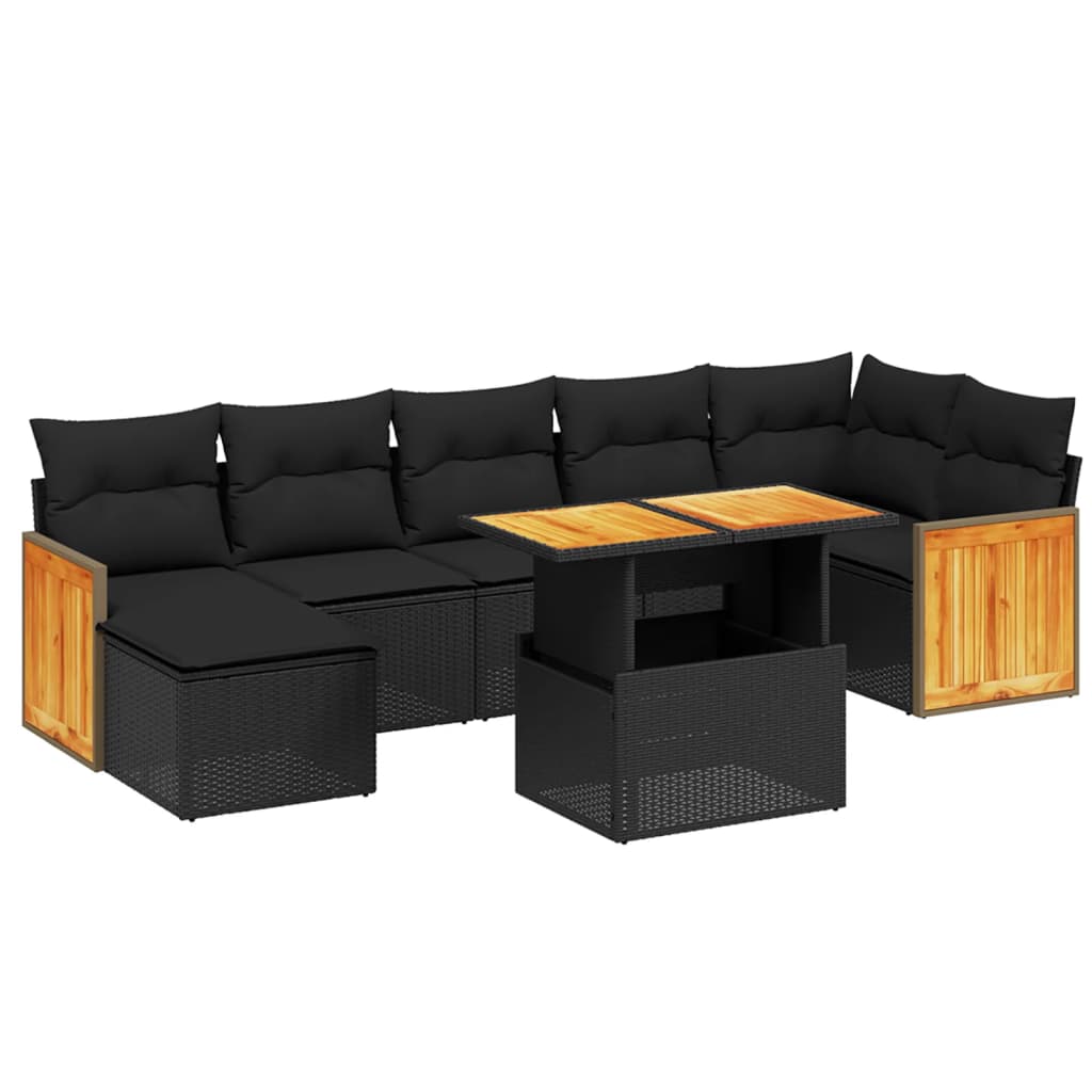 8-Delige Loungeset Met Kussens Poly Rattan Zwart