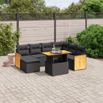 8-Delige Loungeset Met Kussens Poly Rattan Zwart