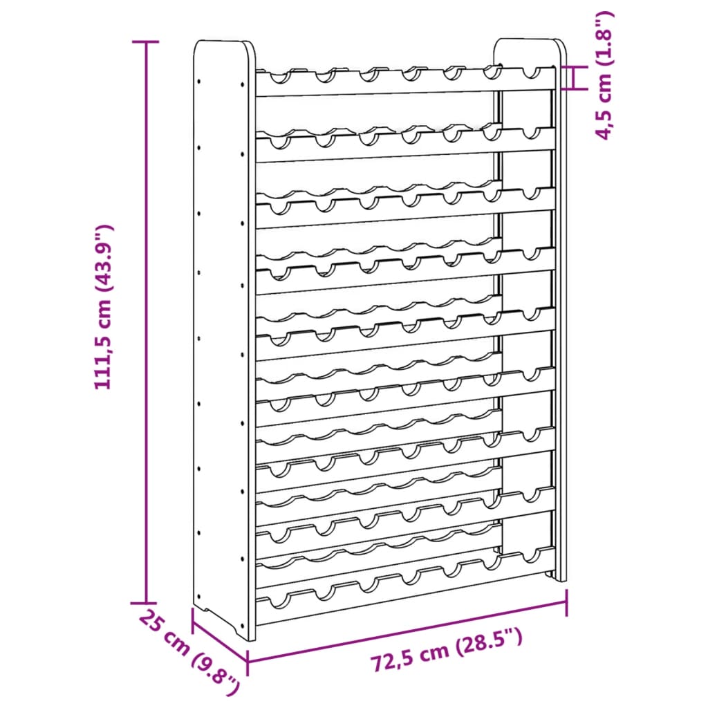 Wijnrek 72,5X25X111,5 Cm Massief Grenenhout