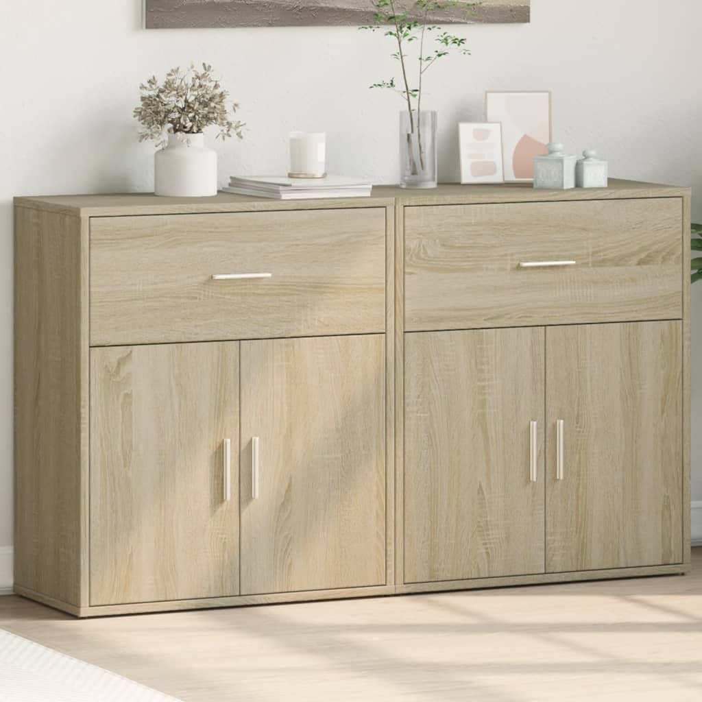 Dressoirs 2 St 60X31X70 Cm Bewerkt Hout Eikenkleur