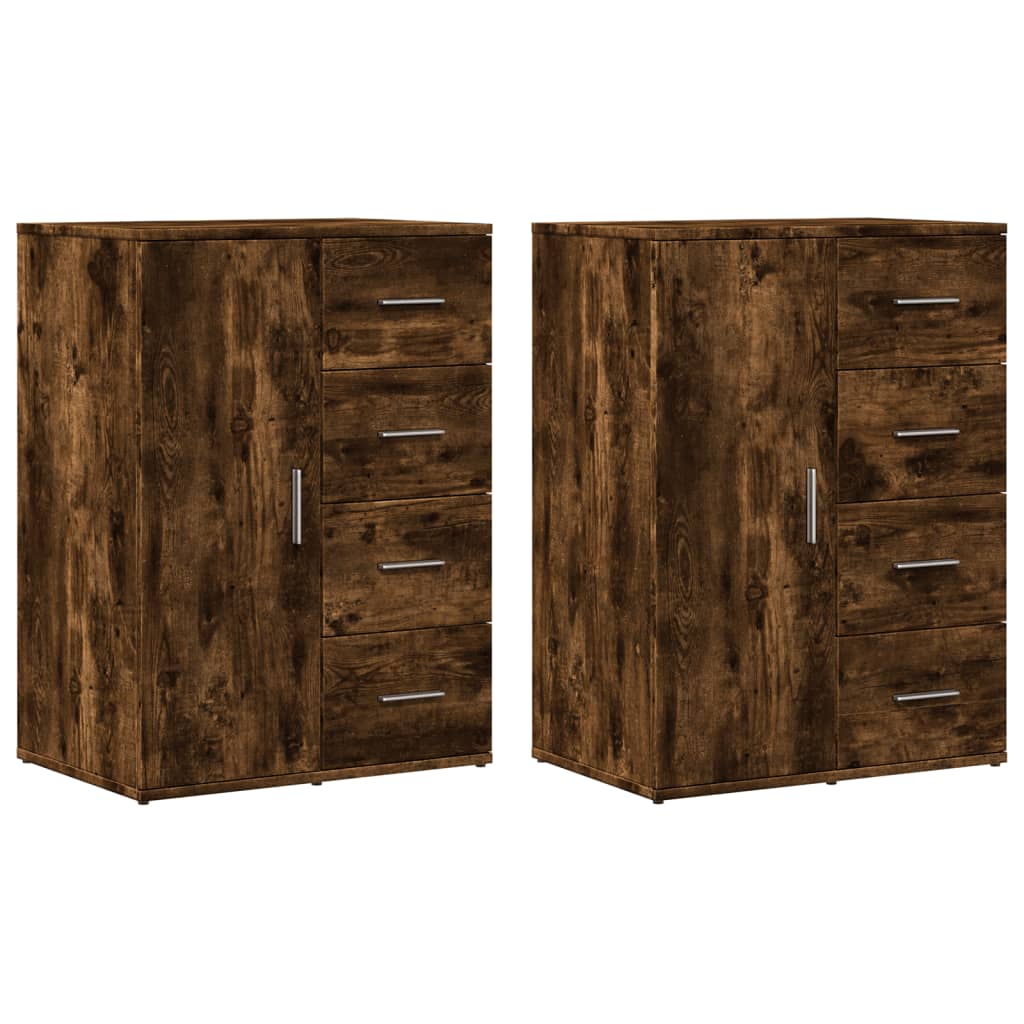 Dressoirs 2 St 59X39X80 Cm Bewerkt Hout Kleurig
