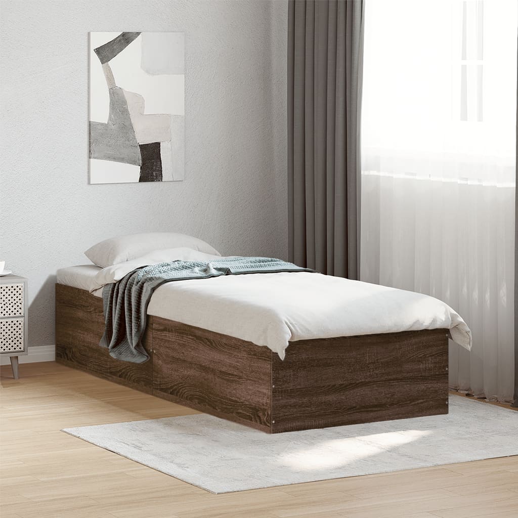 Bedframe Bewerkt Hout Bruin Eikenkleur