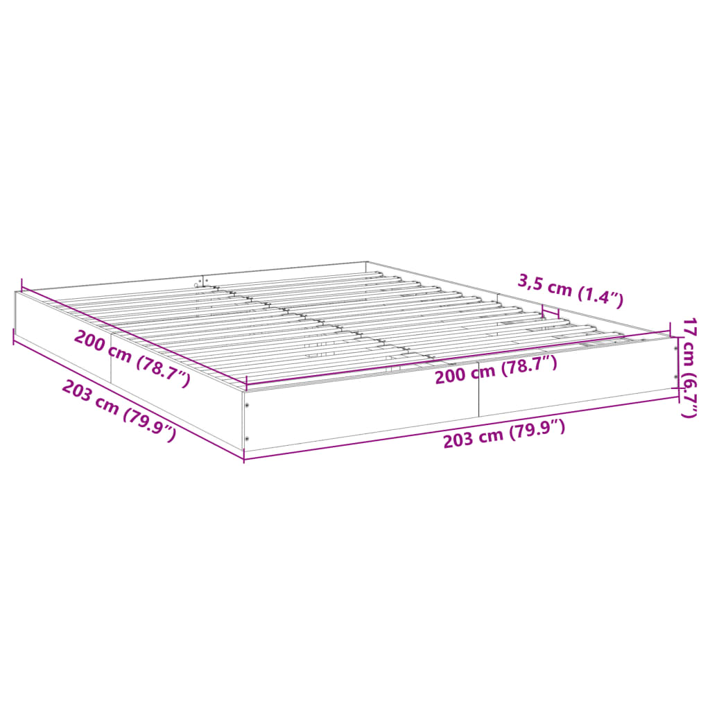 Bedframe Massief Hout Zwart