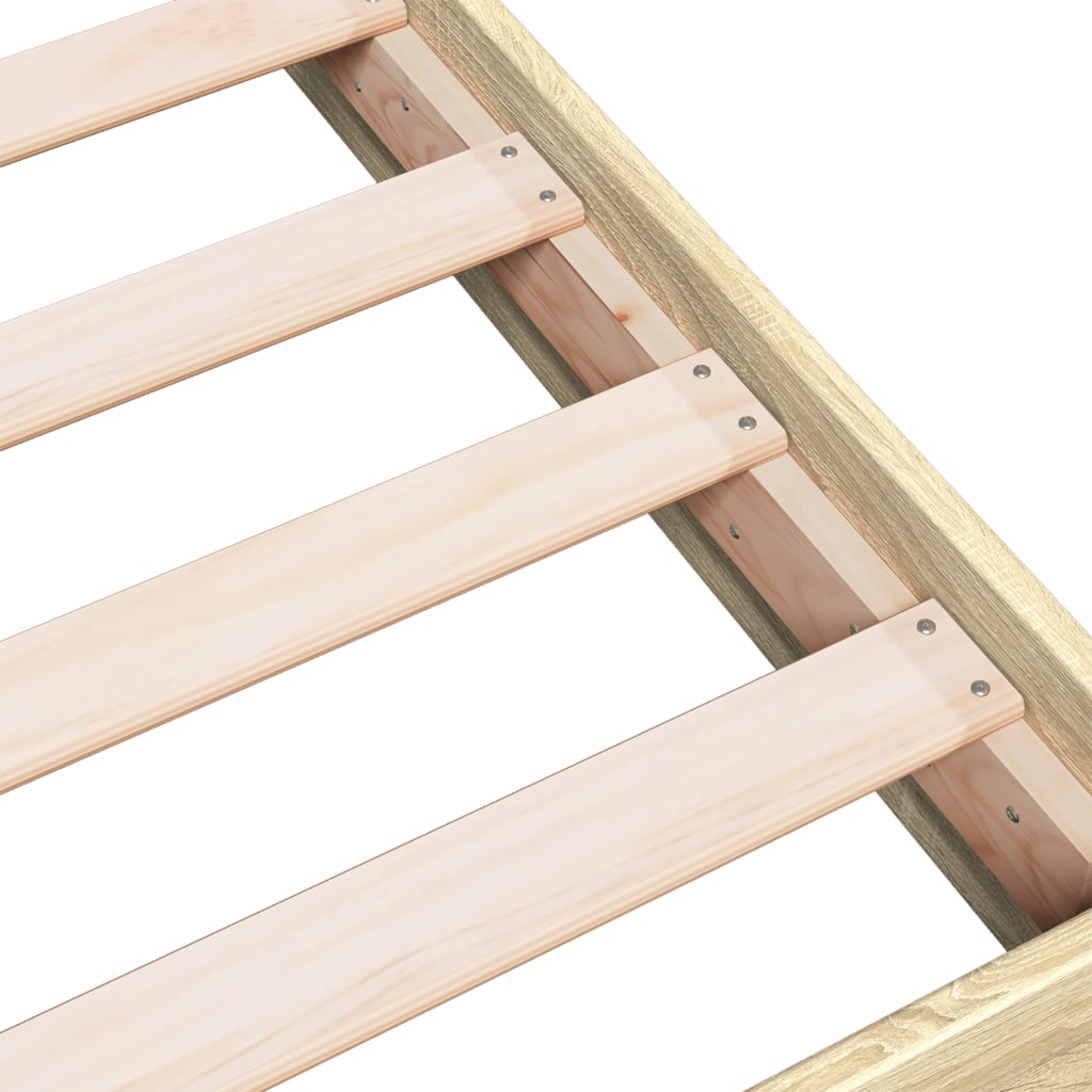 Bedframe Bewerkt Hout Kleurig Sonoma Eiken