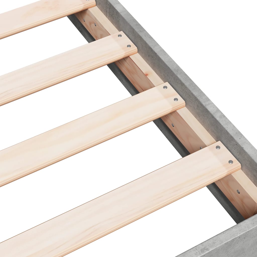 Bedframe Bewerkt Hout Betongrijs