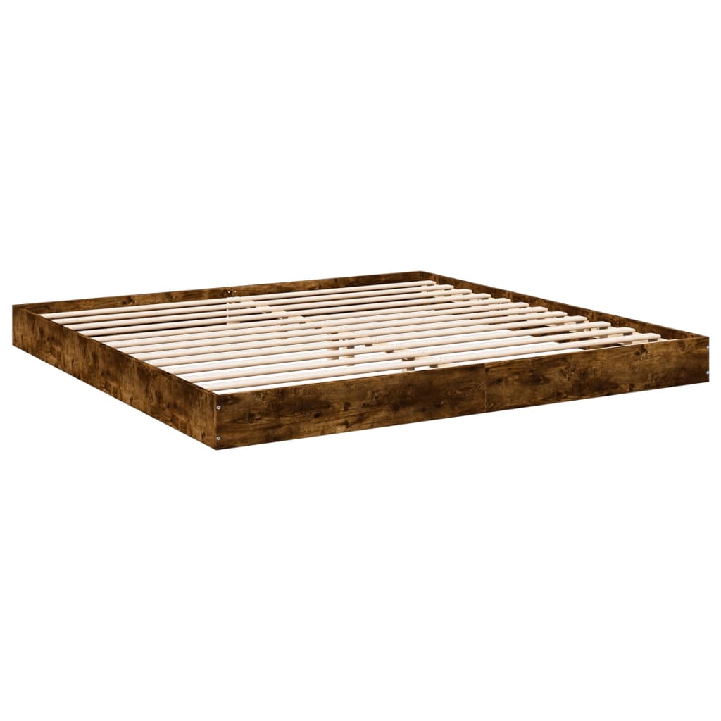 Bedframe Bewerkt Hout Kleurig Gerookt Eiken