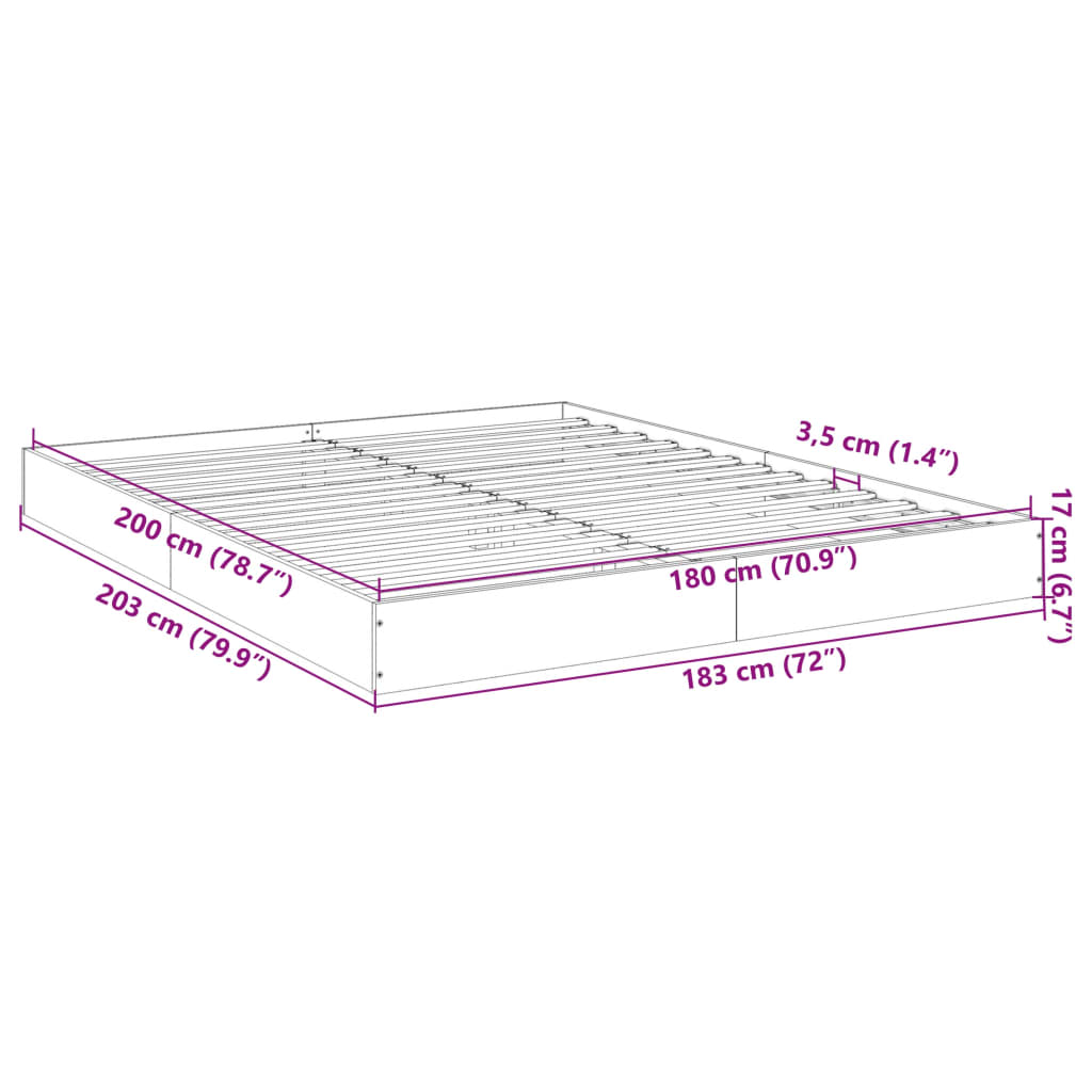 Bedframe Bewerkt Hout Kleurig Gerookt Eiken