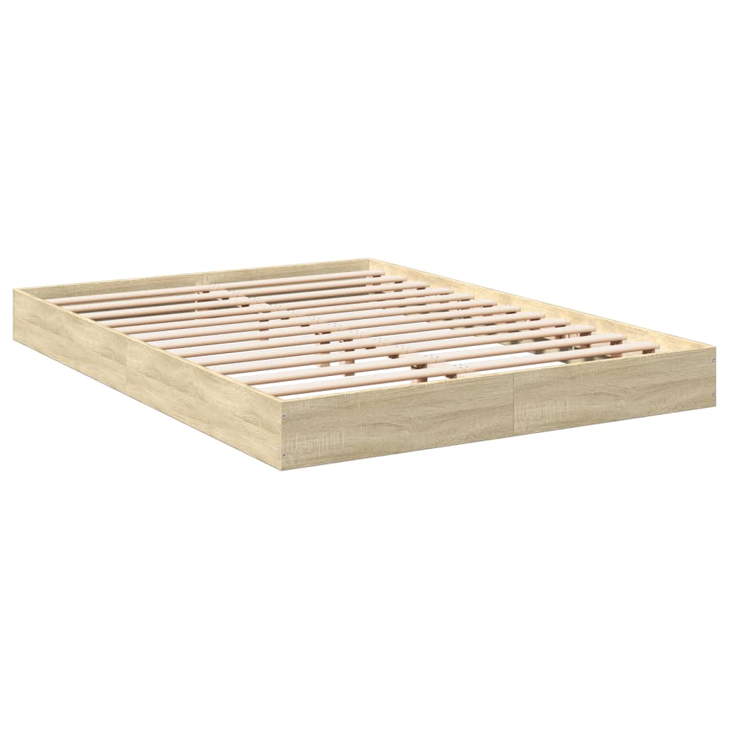 Bedframe Zonder Matras Hout Kleurig Sonoma Eiken