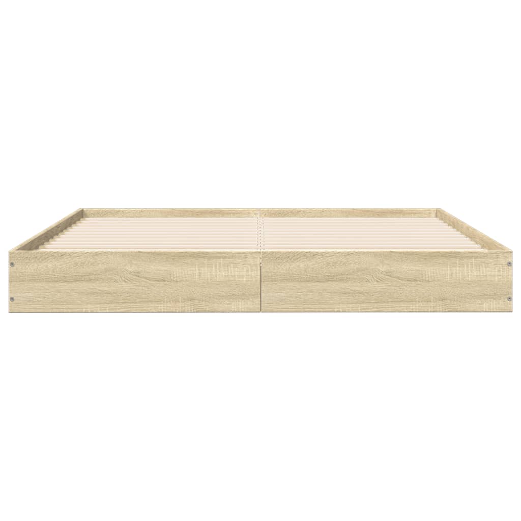 Bedframe Zonder Matras Hout Kleurig Sonoma Eiken