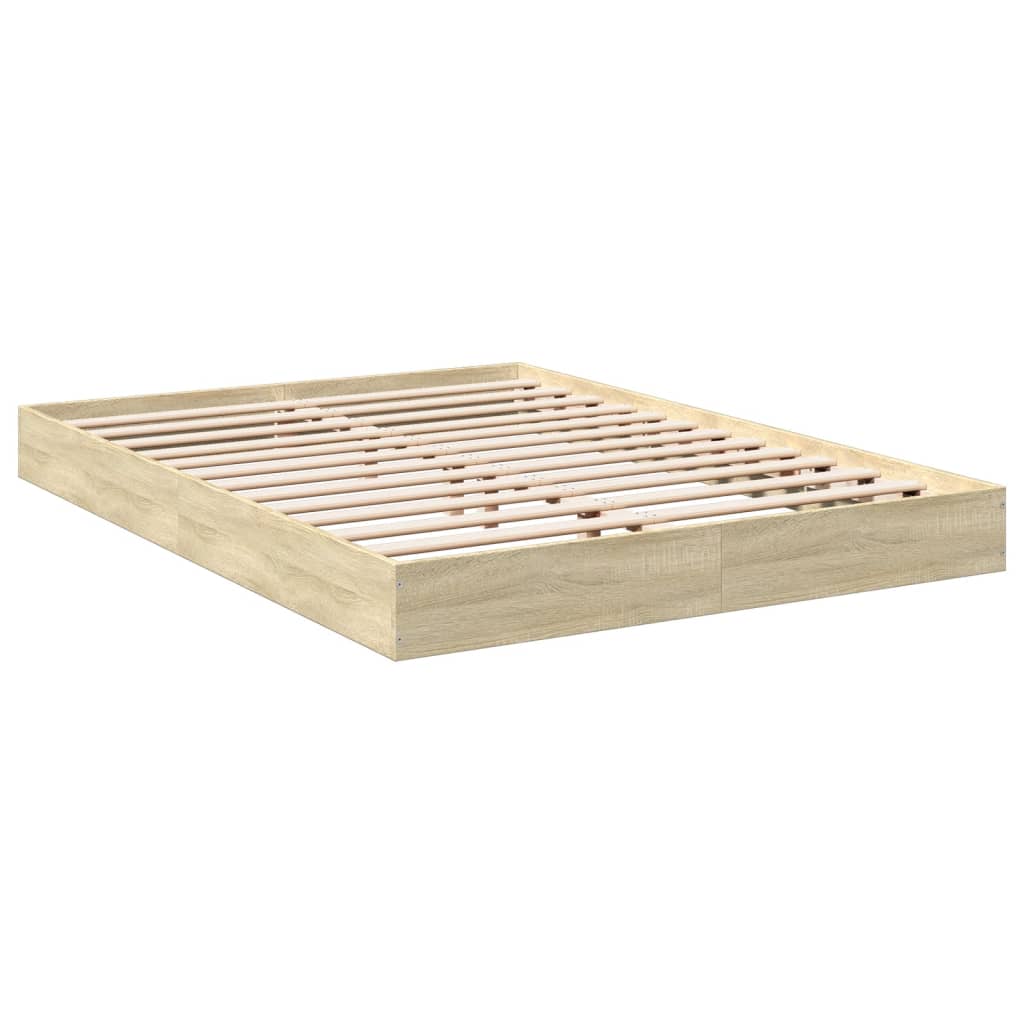 Bedframe Zonder Matras Hout Kleurig Sonoma Eiken