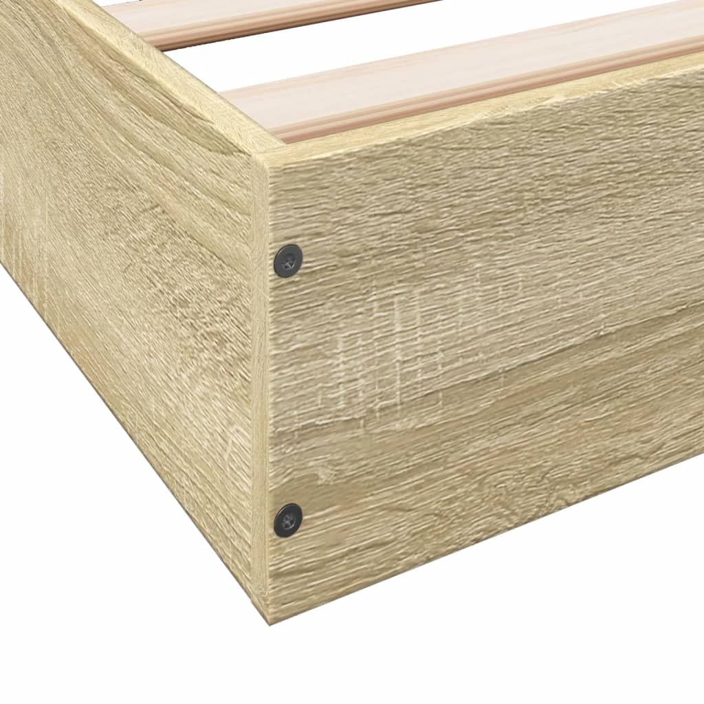 Bedframe Zonder Matras Hout Kleurig Sonoma Eiken