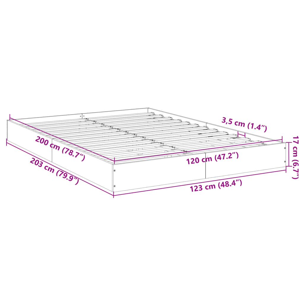 Bedframe Zonder Matras Hout Kleurig Sonoma Eiken