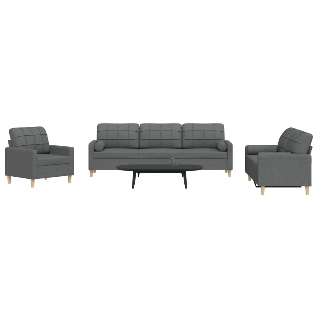 3-Delige Loungeset Met Sierkussens Stof