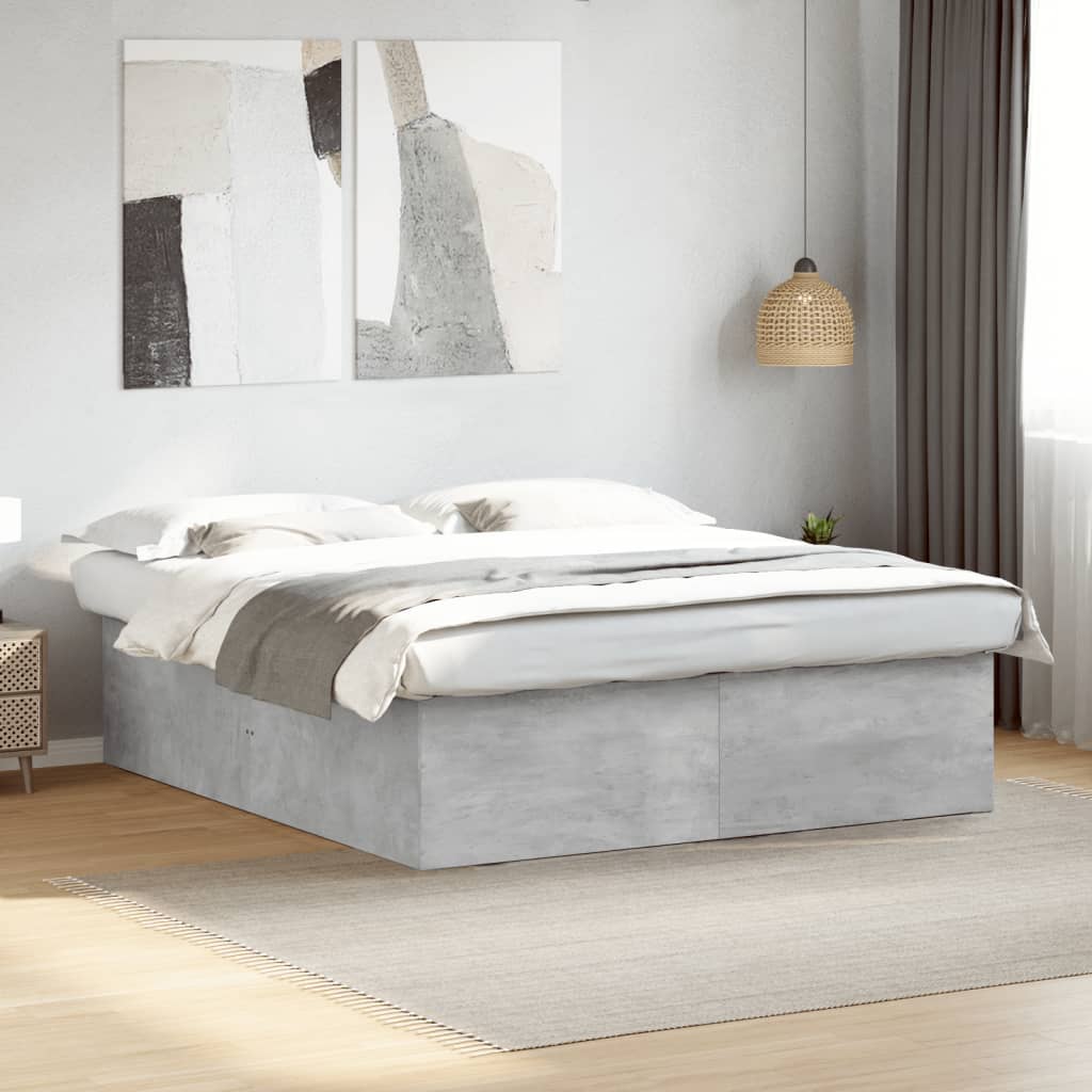 Bedframe Bewerkt Hout Betongrijs