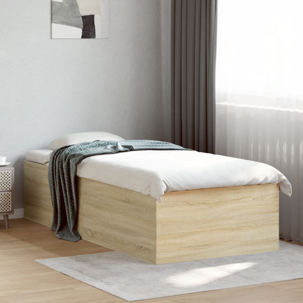 Bedframe Zonder Matras Hout Kleurig Sonoma Eiken