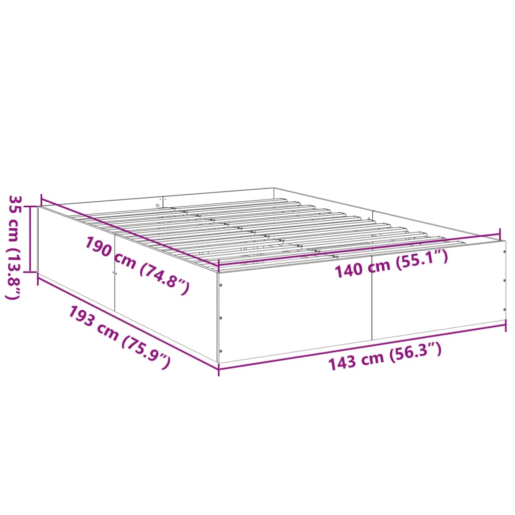 Bedframe Massief Hout Zwart