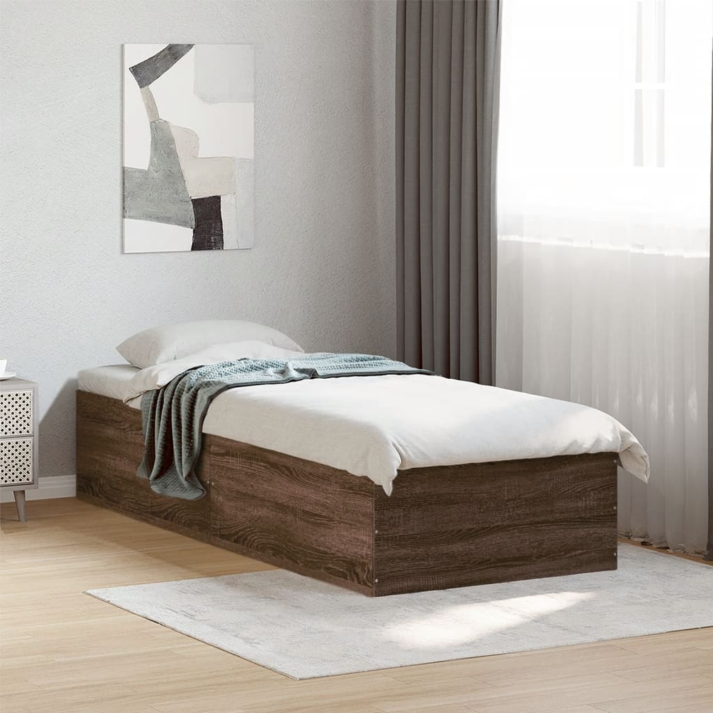 Bedframe Bewerkt Hout Bruin Eikenkleur