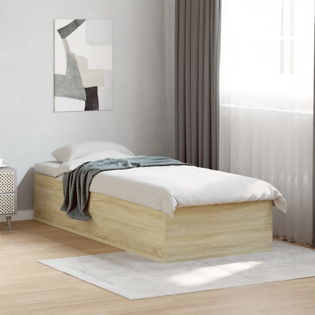 Bedframe Zonder Matras Hout Kleurig Sonoma Eiken