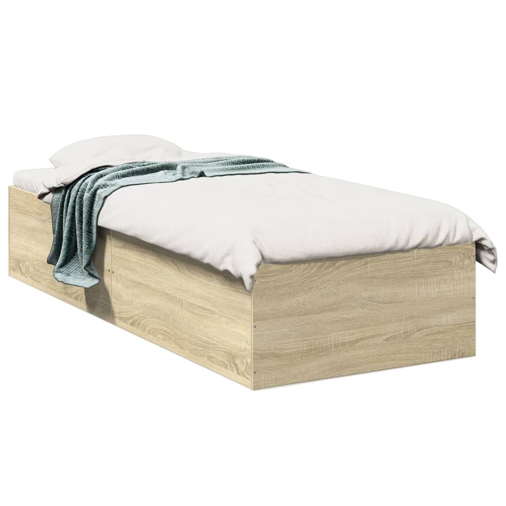 Bedframe Zonder Matras Hout Kleurig Sonoma Eiken