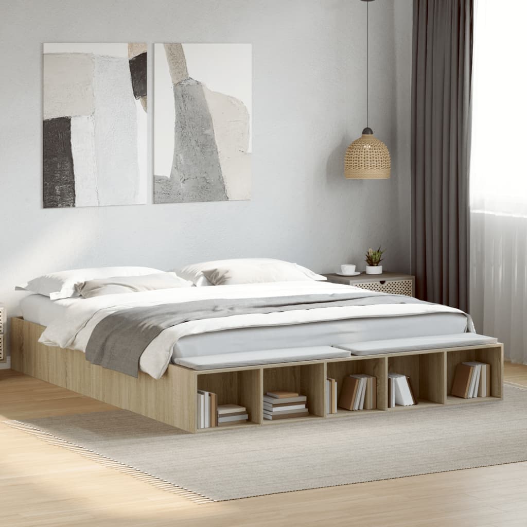 Bedframe Bewerkt Hout Kleurig