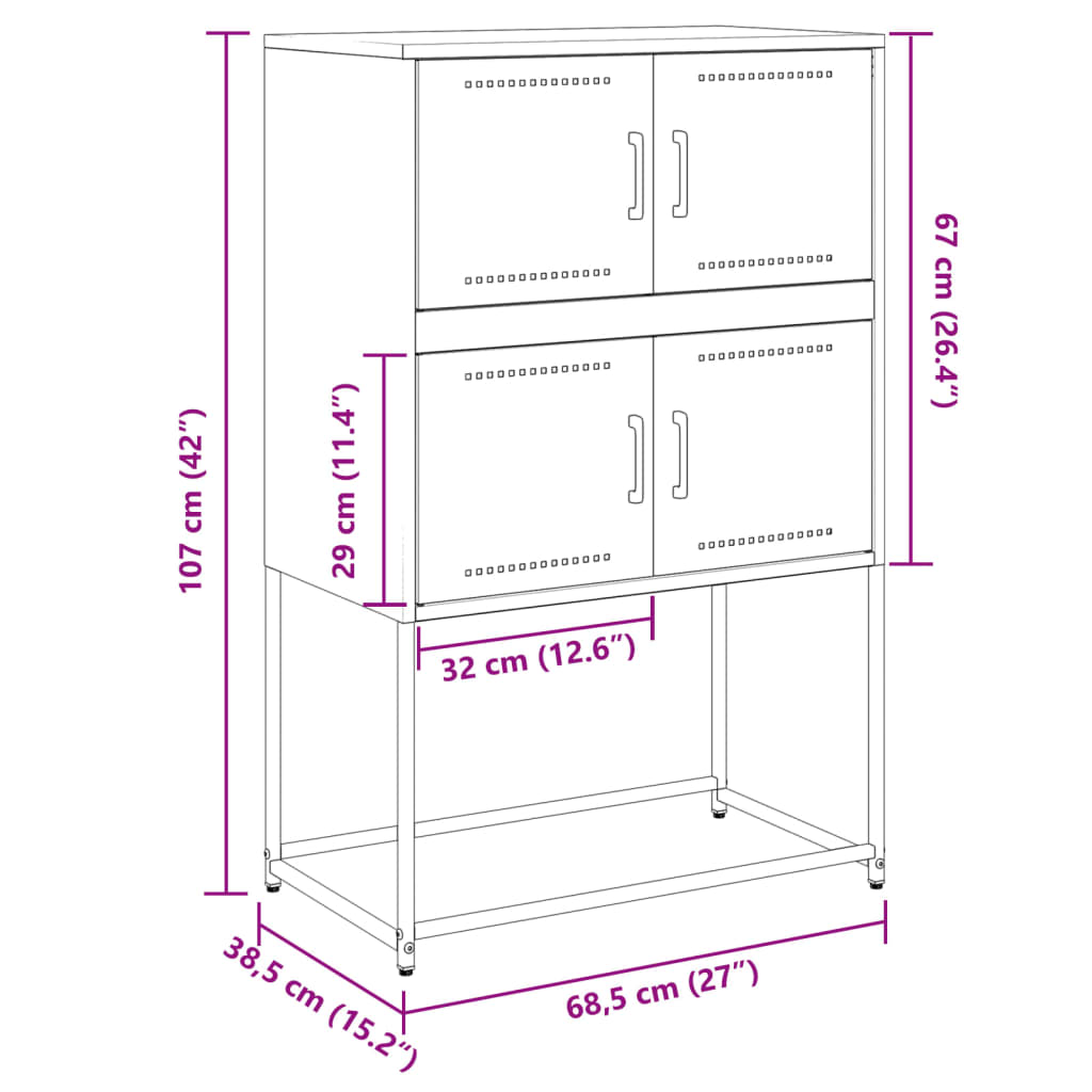 Dressoir 68,5X38,5X107 Cm Staal